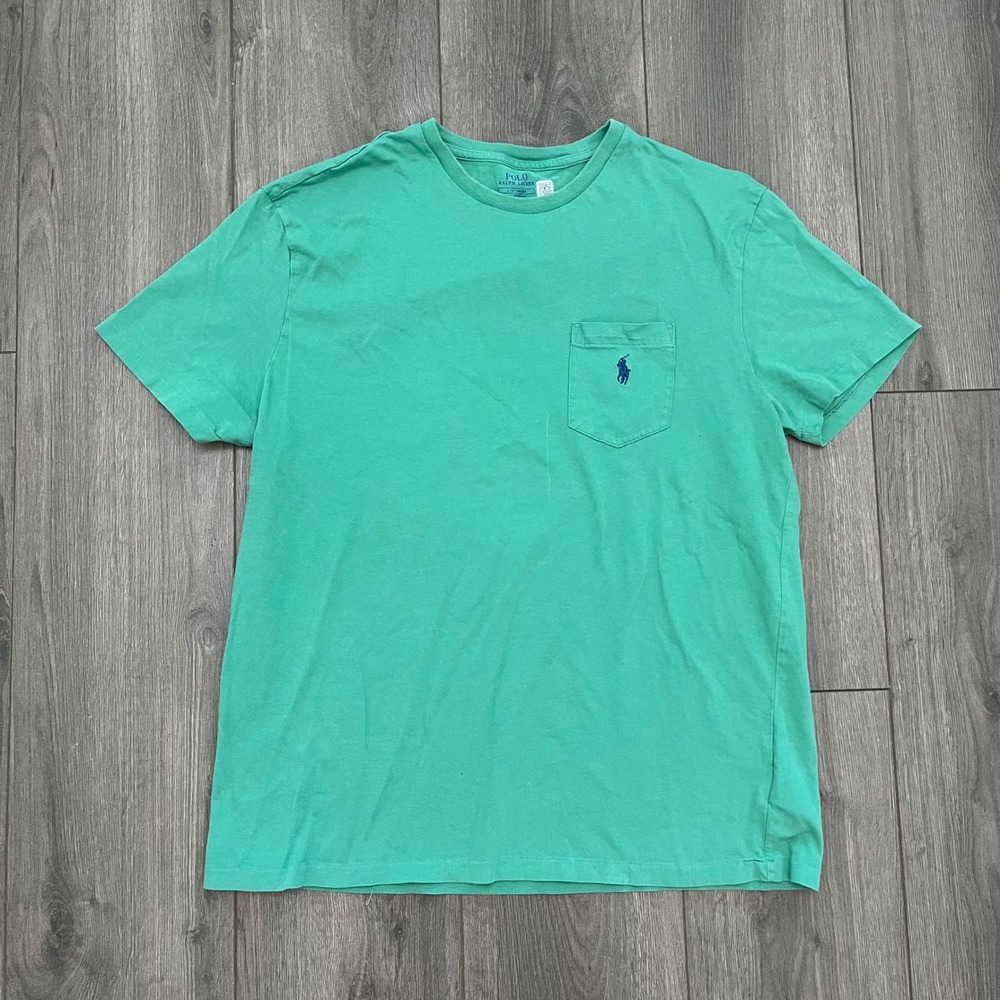 Polo Ralph Lauren Mens Classic Fit Pocket T-Shirt Green Large Cotton Tee